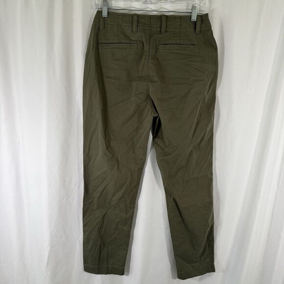 Gap Downtown Khaki Pants Women's 6 Green Mid Rise Pockets Flat Front Cotton Bl - Picture 8 of 10